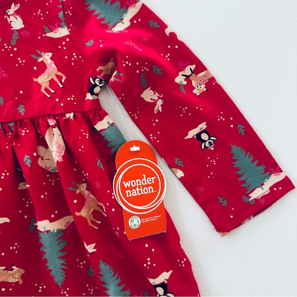 Holiday Christmas 12 Months Baby Girl Red Dress Cotton Polar Bear Tree Penguin - Picture 6 of 6